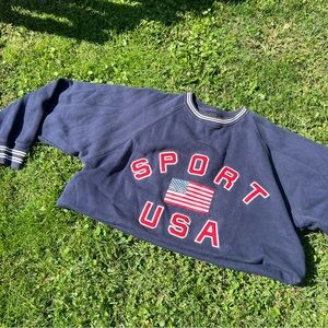 USA Vintage Cropped Crewneck